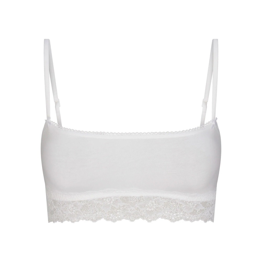 Skims Lightweight Cotton Bandeau Bralette - New - Snow White - Large